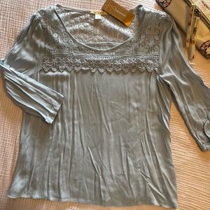 Francesca’s lightweight gauze-style shirt with lace detail